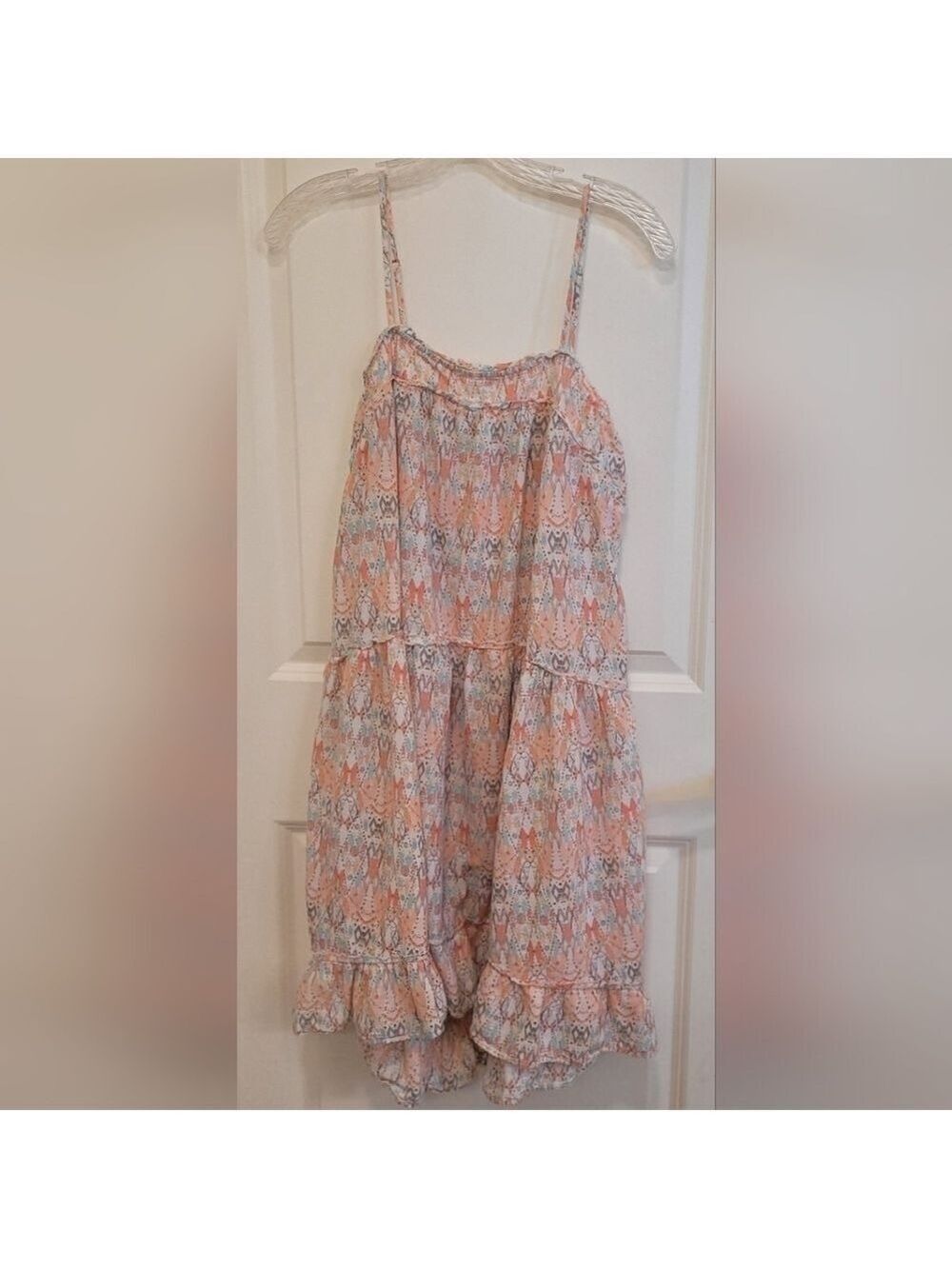 Anthropologie Saturday Sunday Pink & Gray Tiered Midi Skater Dress